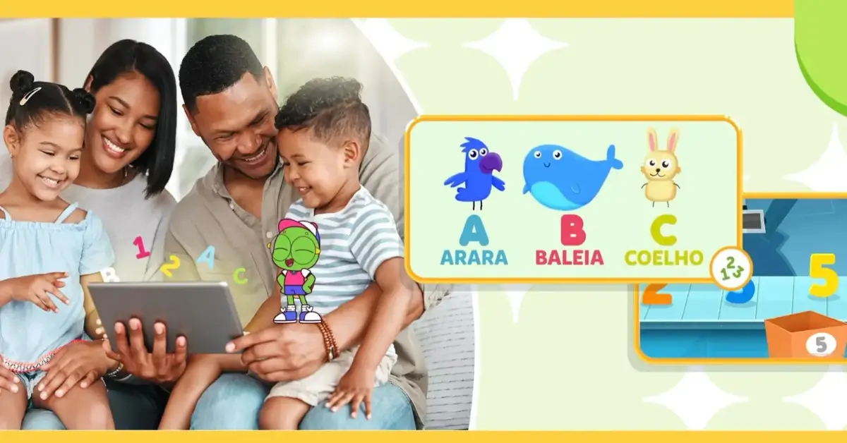 Criança usando jogos educativos online no PlayKids